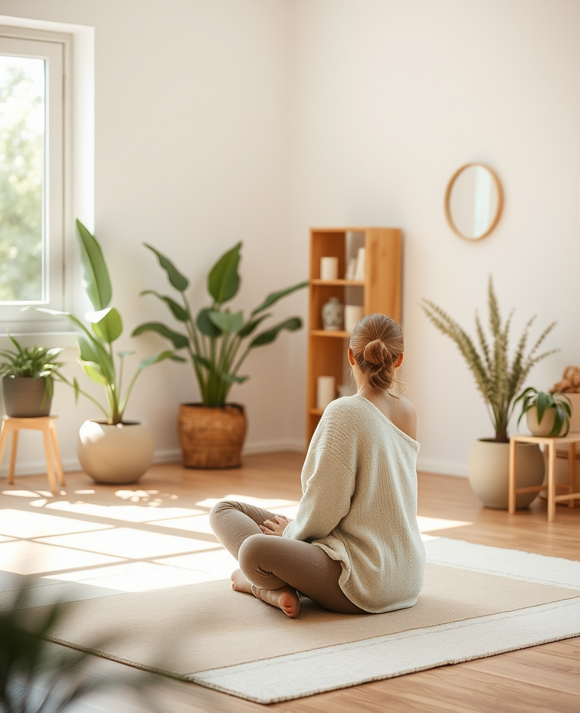 A guest resting in a plant-filled room