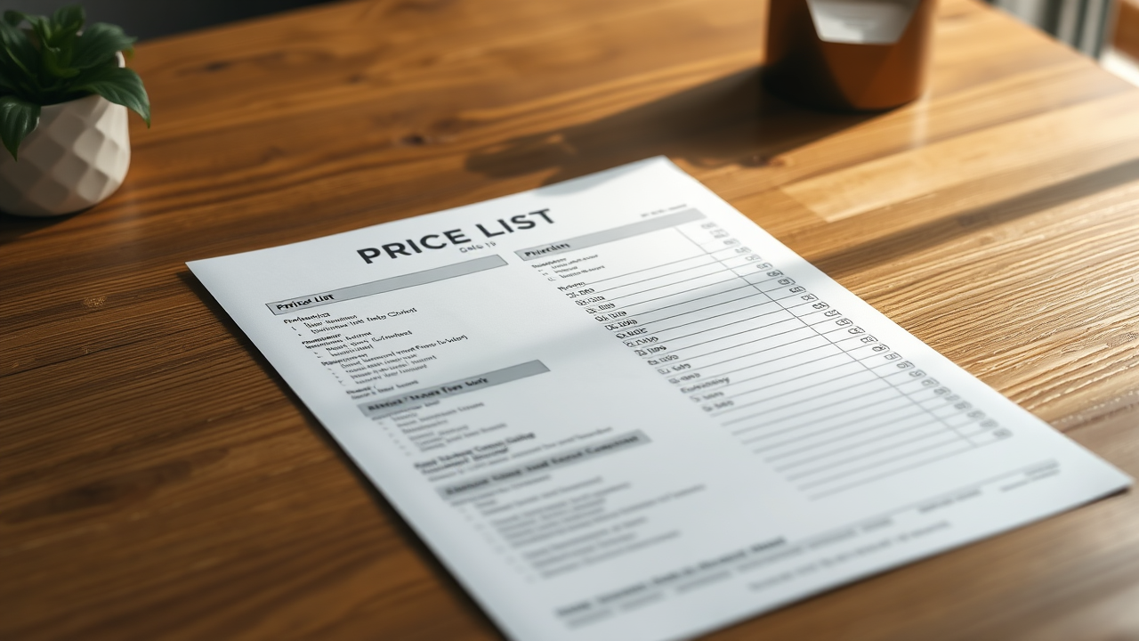 H1: The 2026 price list, in full, on one page.