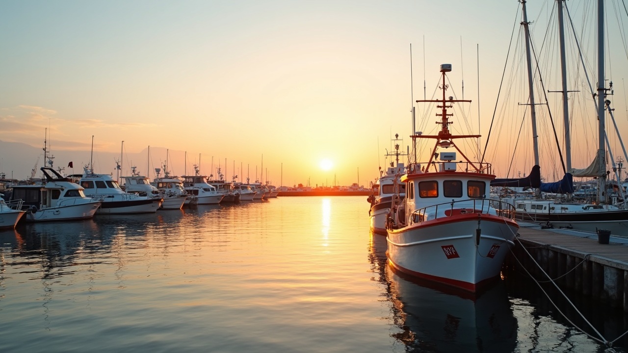 The harbour at sunset from the terrace