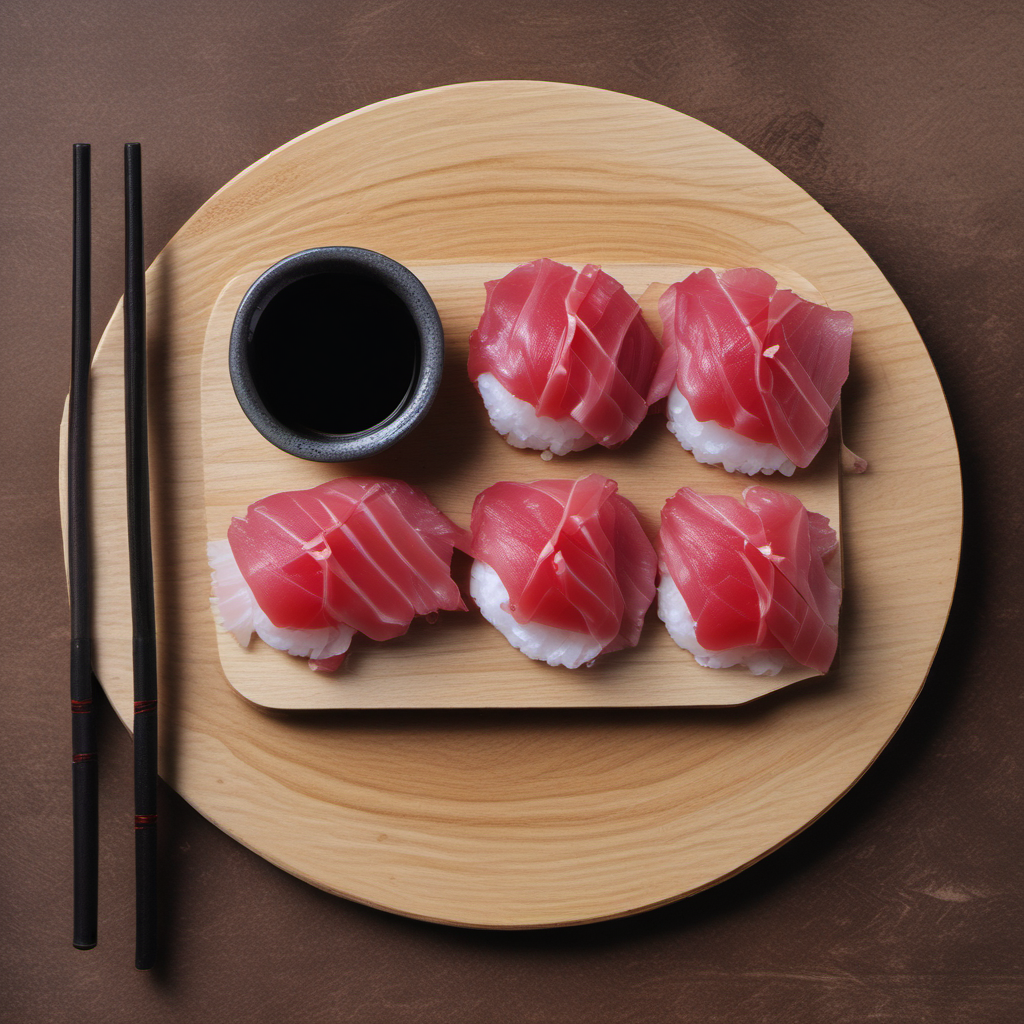 Nigiri set out on the board